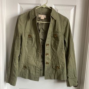 Michael Kors women’s jacket. Size 6 Olive with gold buttons. Petite, used.